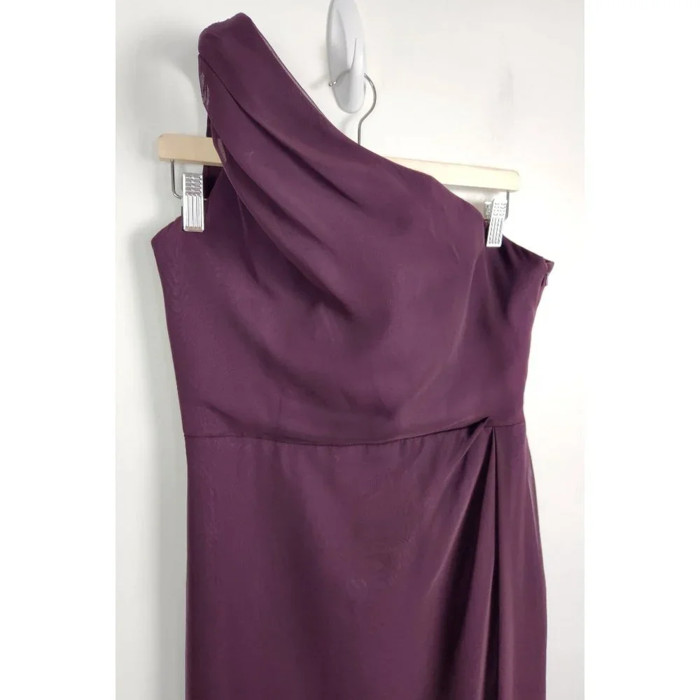 JIM HJELM Occasions Sz. 12 One Shoulder Plum Long Maxi Bridesmaid Dress